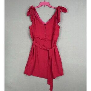 Sugar Lips Dress Womens Small Pink Romantic Cottage Soft Girl Tie Sleeve Belted